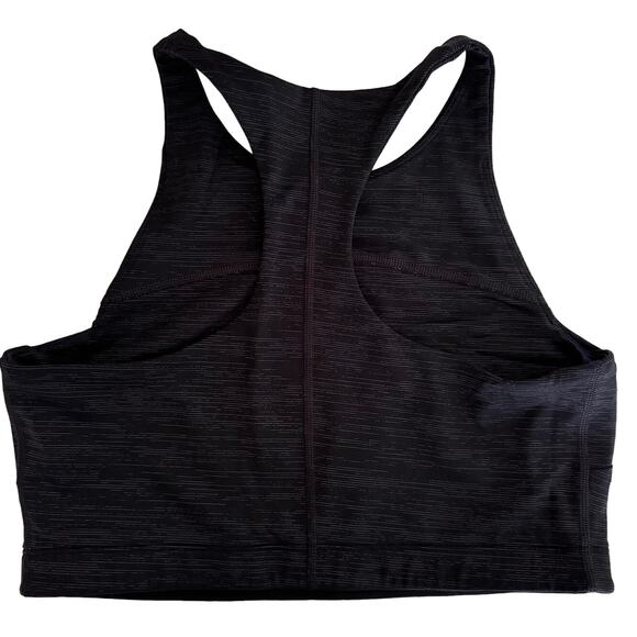 Outdoor Voices TechSweat Crop Top High Neck Sports Bra Black Heather Medium - Picture 2 of 4